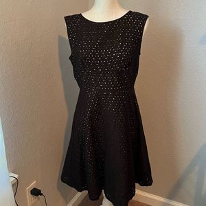 LOFT Black with Tan Lining Sleeveless Fit & Flare Dress Size 8 Petite! NYE